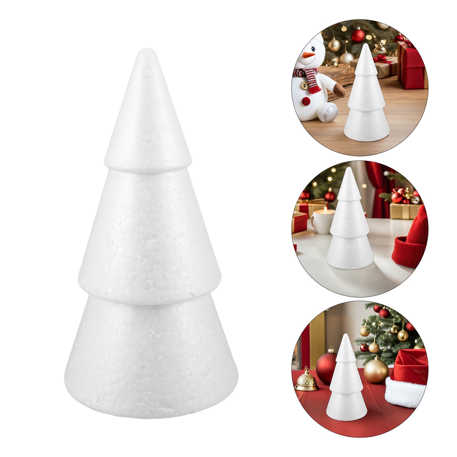 Christmas Tree Artificial - ต้นคริสต์มาสโฟมอเนกประสงค์ 3 ชิ้น อุปกรณ์งานฝีมือ ต้นไม้ประดิษฐ์ที่สามารถระบายสีได้ สำหรับงานประดิษฐ์ของเด็ก