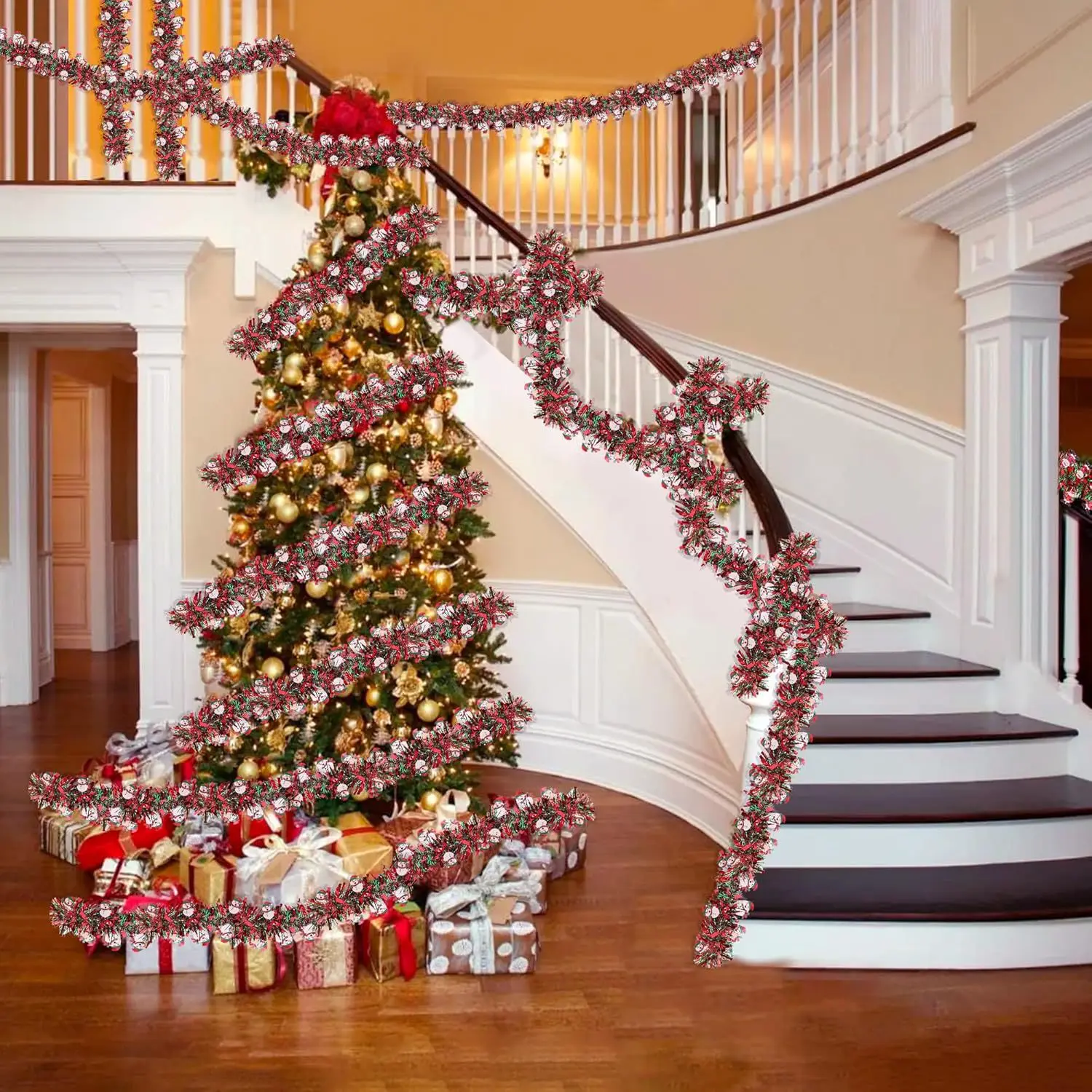 พวงมาลัยคริสต์มาสประดับด้วยเส้ - Tinsel Garland Decoration บทวิจารณ์และราคา